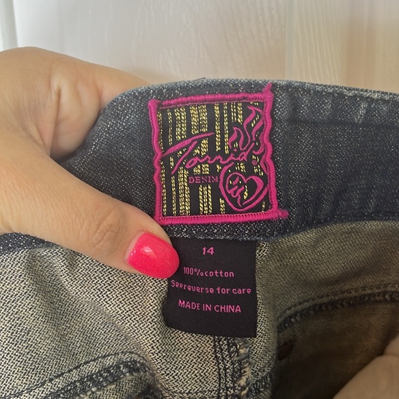 Torrid Denim Skirt, size 14, distressed, 17in top to bottom - Picture 3 of 3